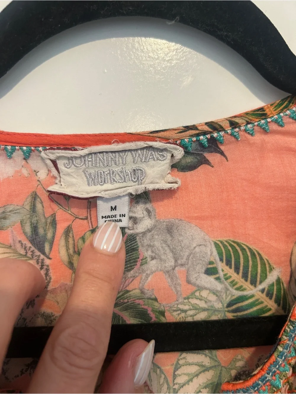 Johnny Was Paris Shift Dress Size Medium Tunic Orange Floral Embroidered - Picture 5 of 10